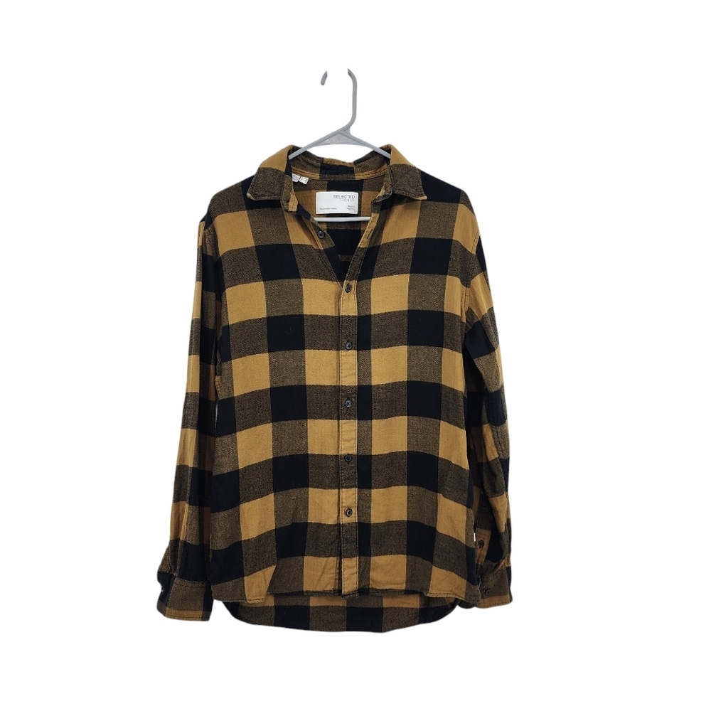 Selected Homme Men's Plaid Long Sleeve Button Down Shirt